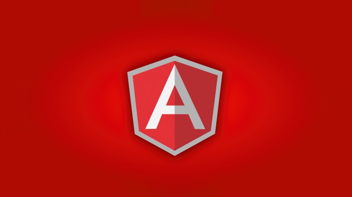 Angular logo on red background