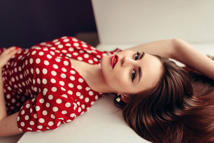 Woman in Red Polka Dot Dress