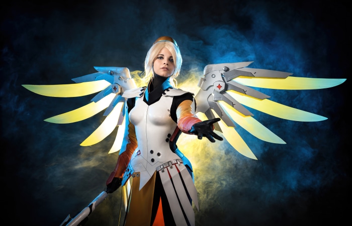 Mercy from Overwatch cosplay with wings