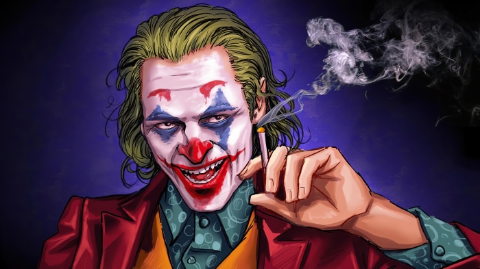 Joker smoking a cigarette, digital art