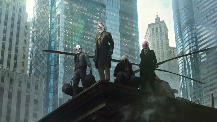 Payday 2 characters on a rooftop