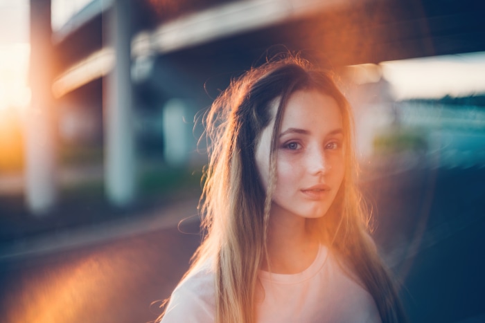 Young woman with long blonde hair