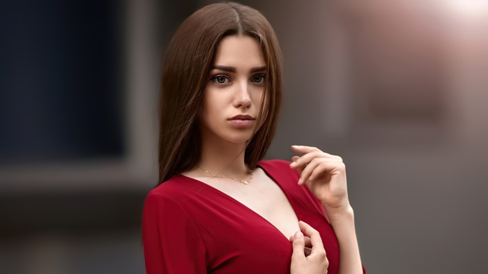 Young Woman in Red Dress