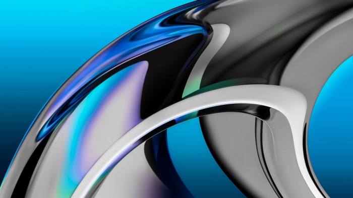 Abstract Chrome and Blue Swirls 4K