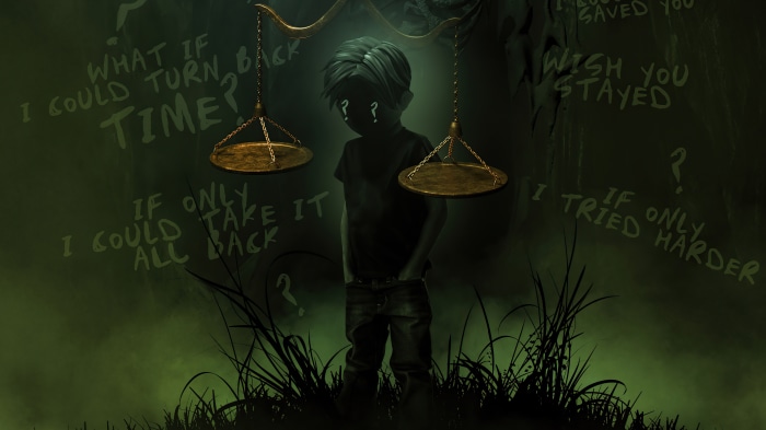 Digital art of a child with scales and text