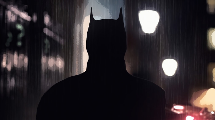 The Batman from DC Comics in silhouette