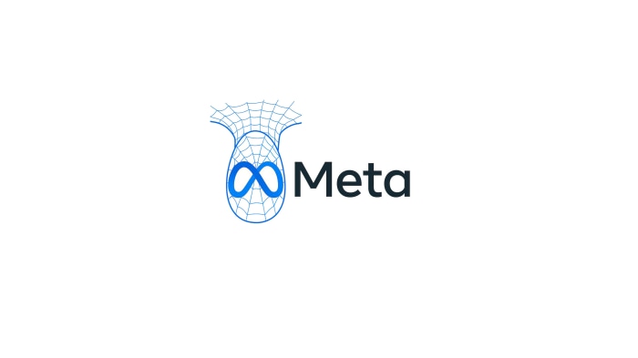 Meta logo with Spiderman web design