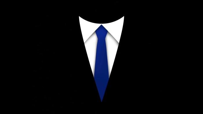 Digital artwork of a suit with a blue tie