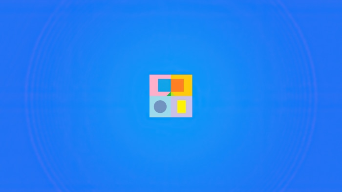 Minimalist abstract shapes on blue background