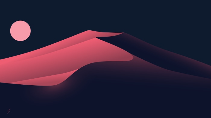 Minimalist desert dunes with pink moon