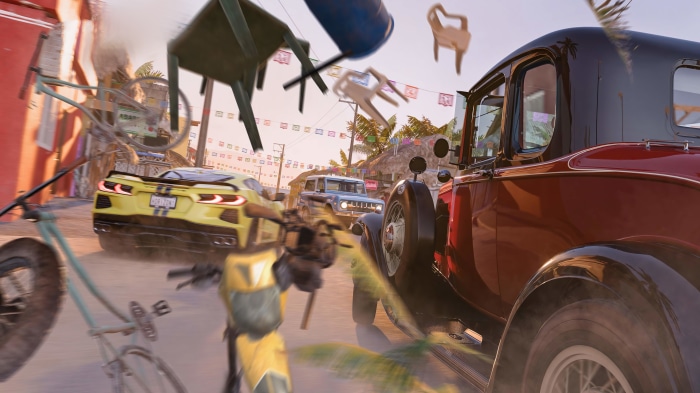 Forza Horizon 5 car chase with flying objects