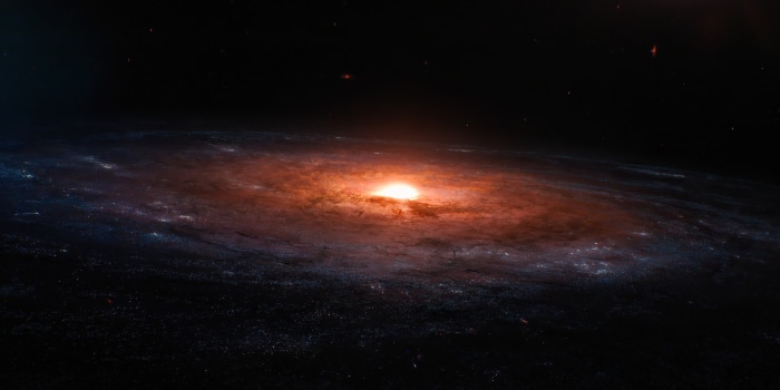 Digital artwork of a spiral galaxy in space