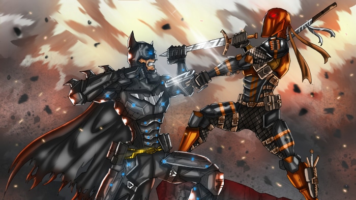 Batman and Deathstroke in digital art