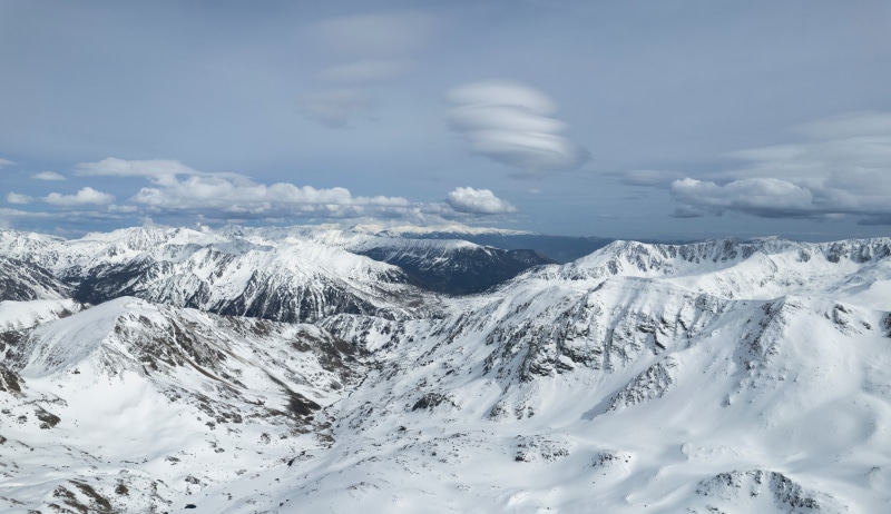 Snowy Pyrenees Mountains in France
