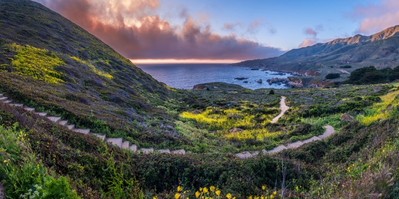 Big Sur Coast Panorama with Ocean and Clouds