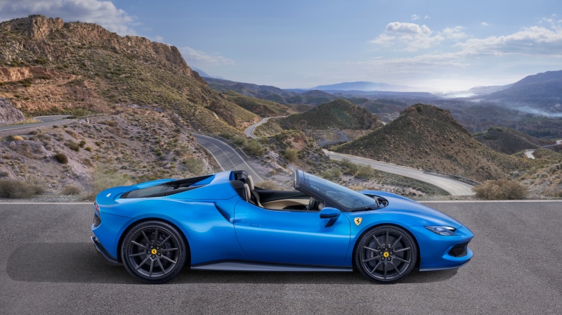 Blue 2022 Ferrari 296 GTS Roadster