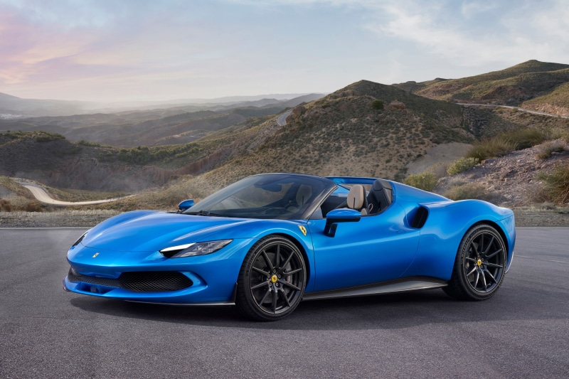 Blue 2022 Ferrari 296 GTS Roadster