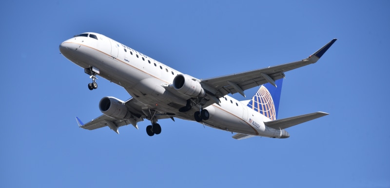 United Airlines Embraer ERJ175 Airplane in Sky