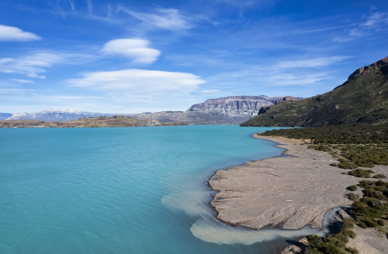 San Martin Lake with Mountains and Sky in Argentina