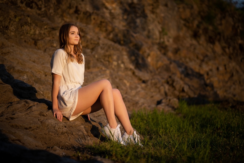 Natalie Sitting on Rock