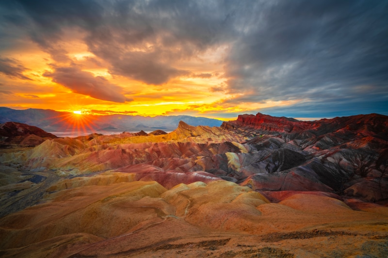 Sunset over Zabriskie Point, Death Valley, California