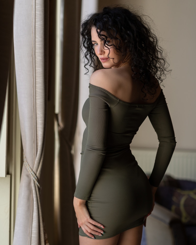 Ashleigh Rea in a green dress