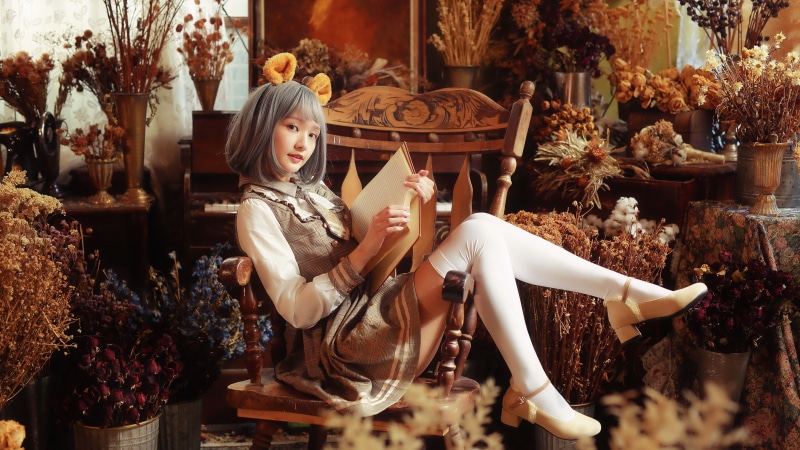 Asian Chairs Side Sitting Book Hands Legs Stilettos