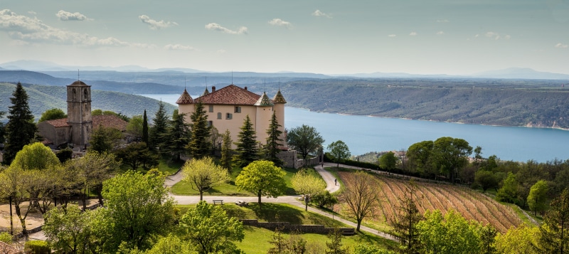 Provence France Church Lake Mountains Vineyard Panorama