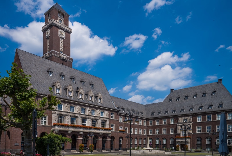 Clock Tower and Building in Bottrop, Germany