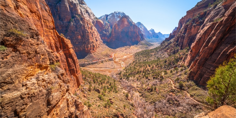 Zion National Park Canyon with Red Rock Cliffs