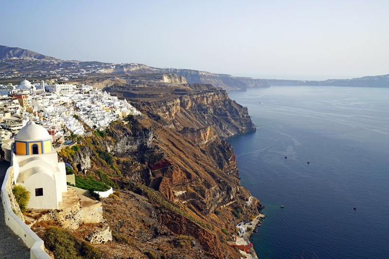 Santorini, Greece: White Houses on a Cliff Overlooking the Sea