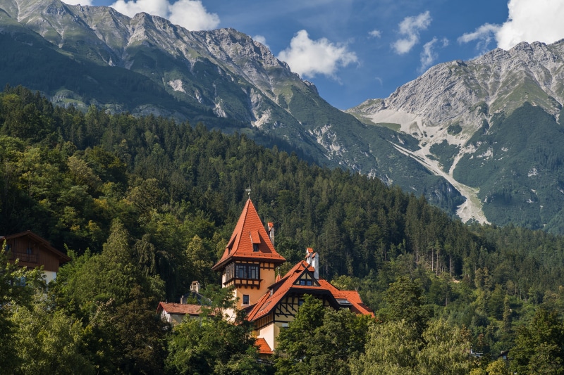 Houses and Mountains in Innsbruck, Austria
