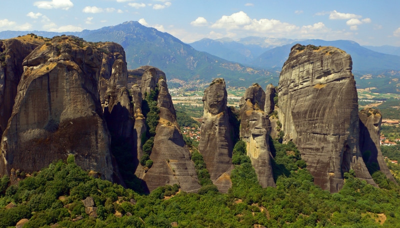 Meteora, Greece: Towering rock formations and mountains