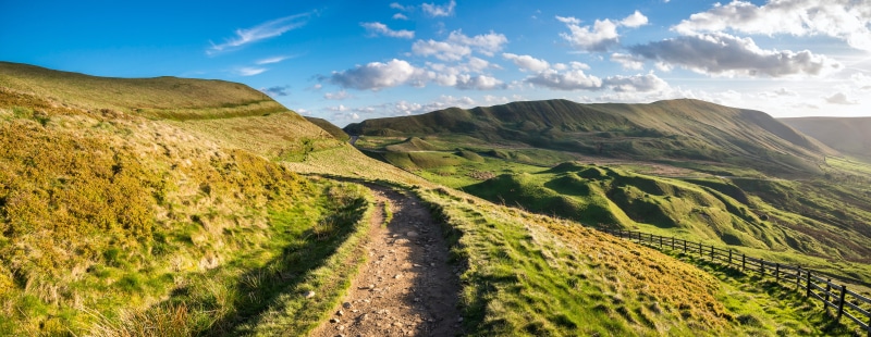Panorama of Peak District Hills, England