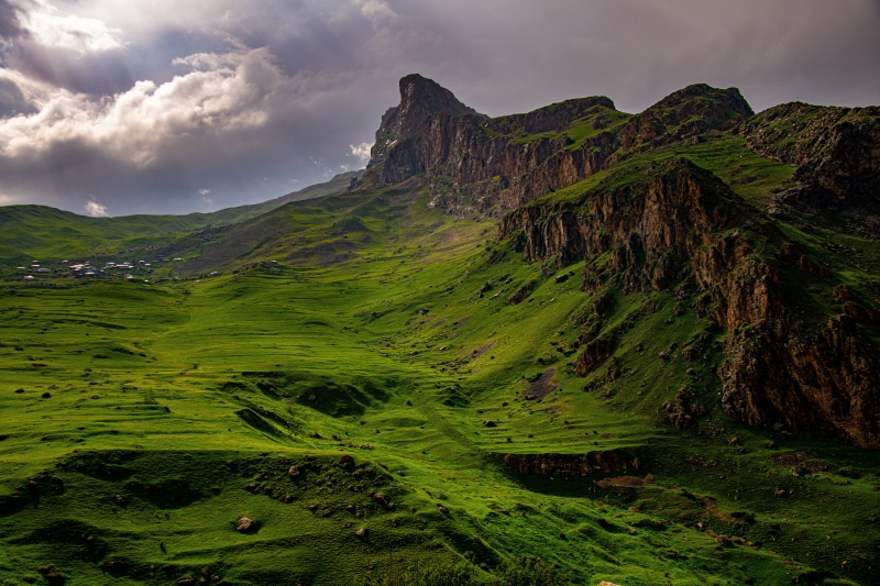 Mountains and village in Quba, Azerbaijan