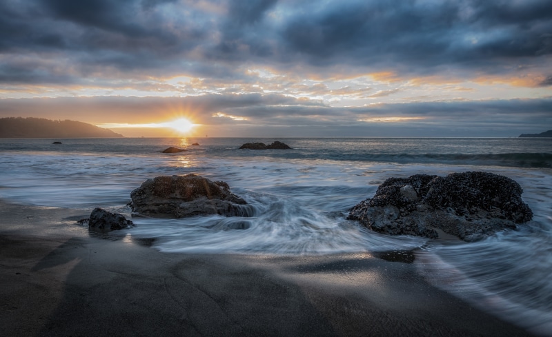 Sunset over Marshall's Beach, California