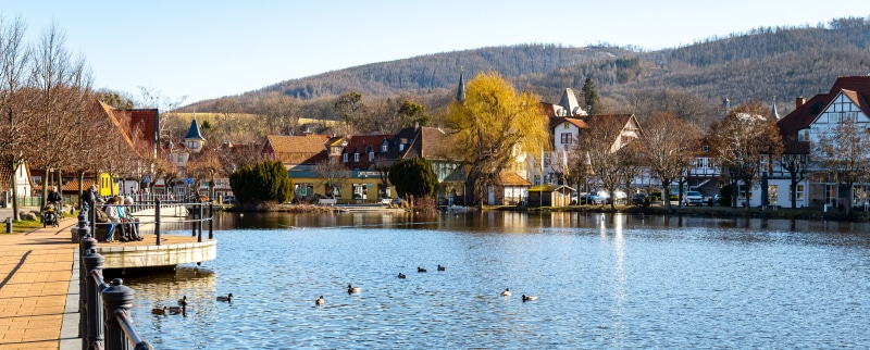 Ilsenburg Germany Waterfront Houses and Pond