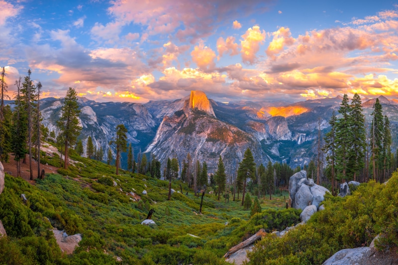 Yosemite National Park Mountains at Sunset