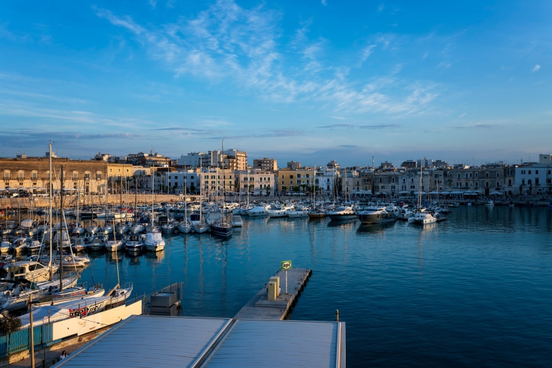 Trani, Italy Marina with Boats and Buildings
