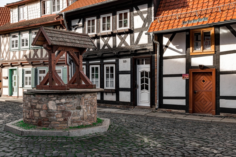 Wernigerode Germany Timber-Framed Houses and Well
