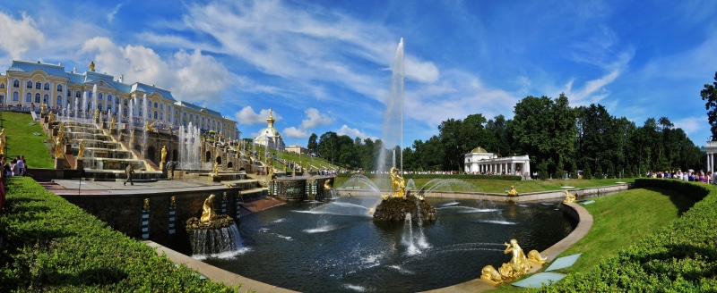 Peterhof Palace and Samson Fountain Panorama, Russia