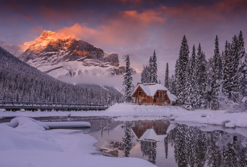 Winter Sunrise at Emerald Lake, Yoho National Park, Canada