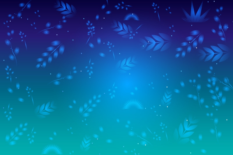 Blue and green gradient with blue foliage