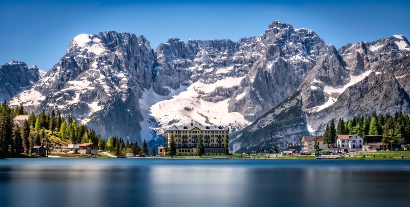 Lake and Mountains in the Dolomites, Italy