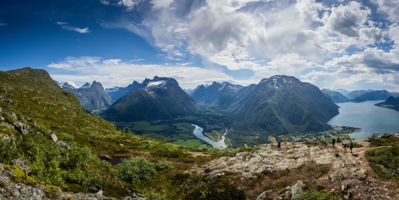 Panorama of Norwegian Mountains and Fjord