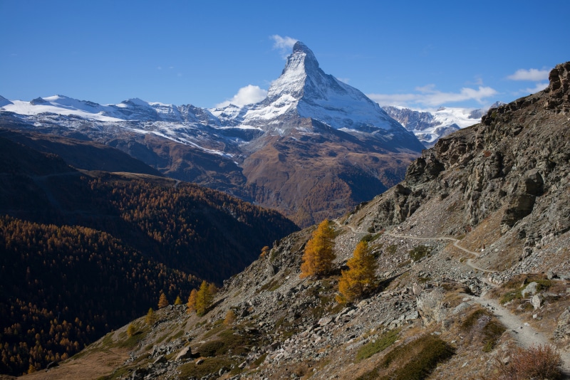 Matterhorn mountain range in Zermatt, Switzerland