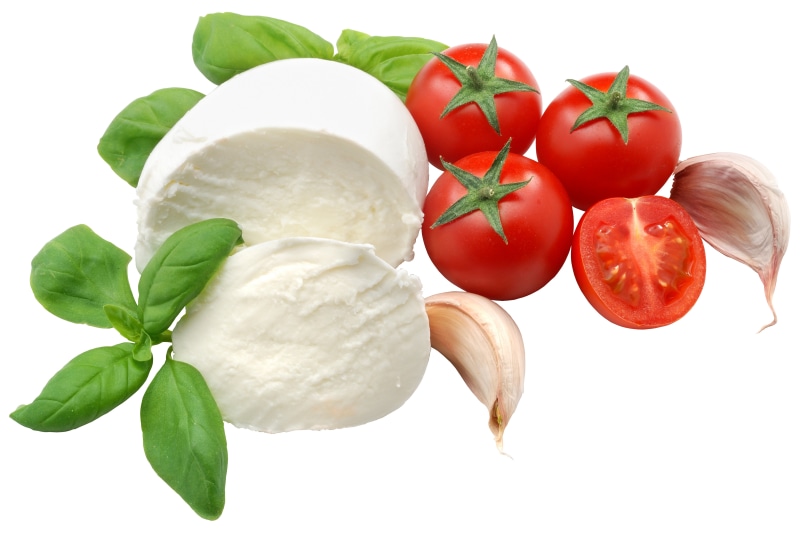 Mozzarella Cheese with Tomatoes, Garlic, and Basil