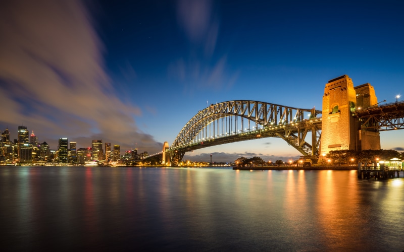 Sydney Harbour Bridge and Skyline at Dusk