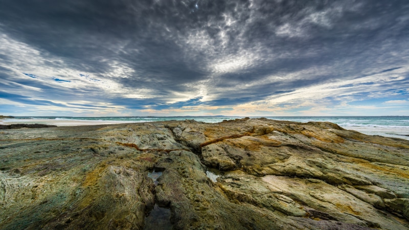 4K Stradbroke Island Coast with Dramatic Clouds