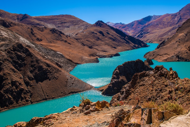 Manak Dam Lake, Tibet, China, Mountains, Lake